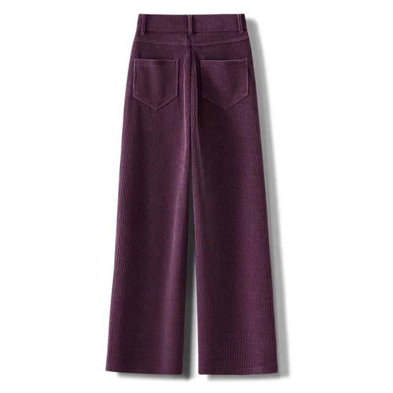 Pantaloni larghi da donna in velluto a coste di cotone con tasche e gamba dritta invernale Buddha Stones - Image 7