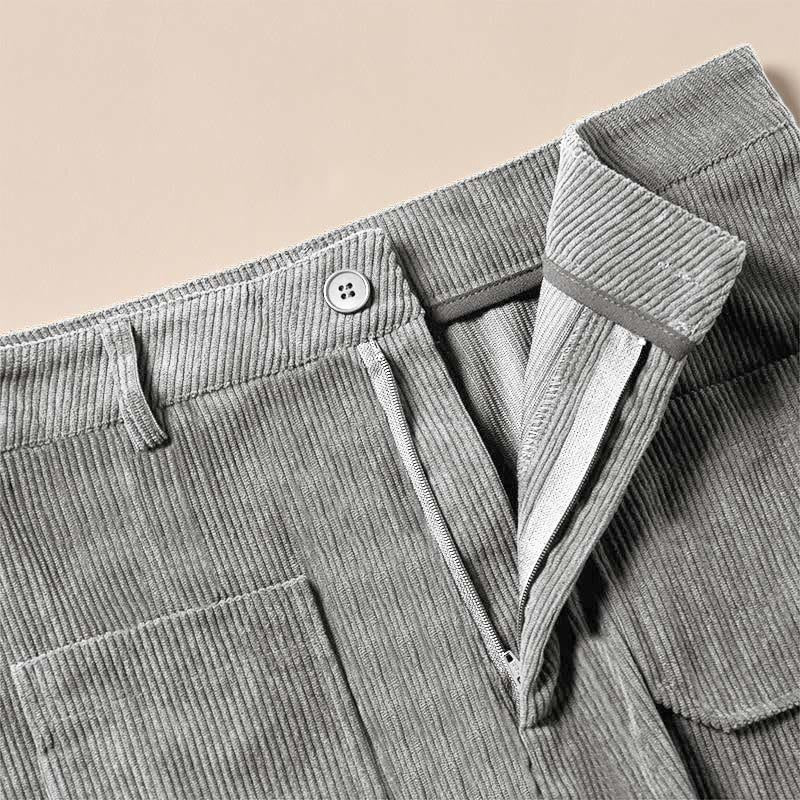 Pantaloni larghi da donna in velluto a coste semplice con bottoni e tasche, in poliestere, con Buddha Stones - Image 18