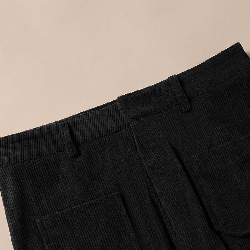 Pantaloni larghi da donna in velluto a coste semplice con bottoni e tasche, in poliestere, con Buddha Stones - Image 27