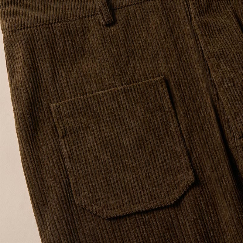 Pantaloni larghi da donna in velluto a coste semplice con bottoni e tasche, in poliestere, con Buddha Stones - Image 3
