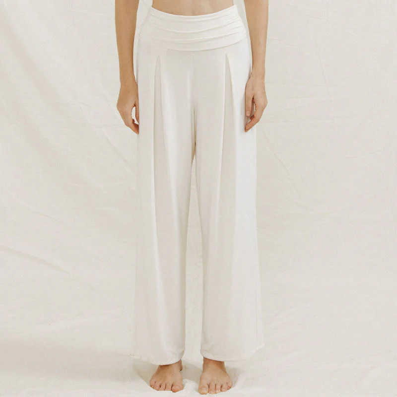 Pantaloni larghi da donna Leica, casual, tinta unita, a vita alta, modello Buddha Stones - Image 12