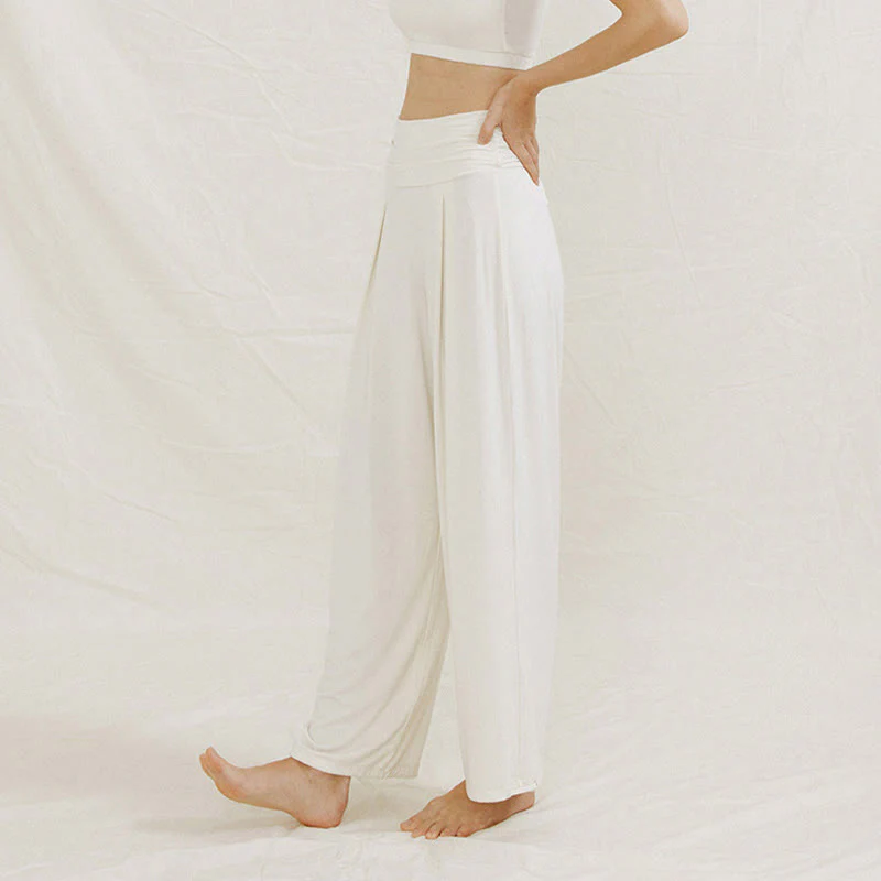 Pantaloni larghi da donna Leica, casual, tinta unita, a vita alta, modello Buddha Stones - Image 15