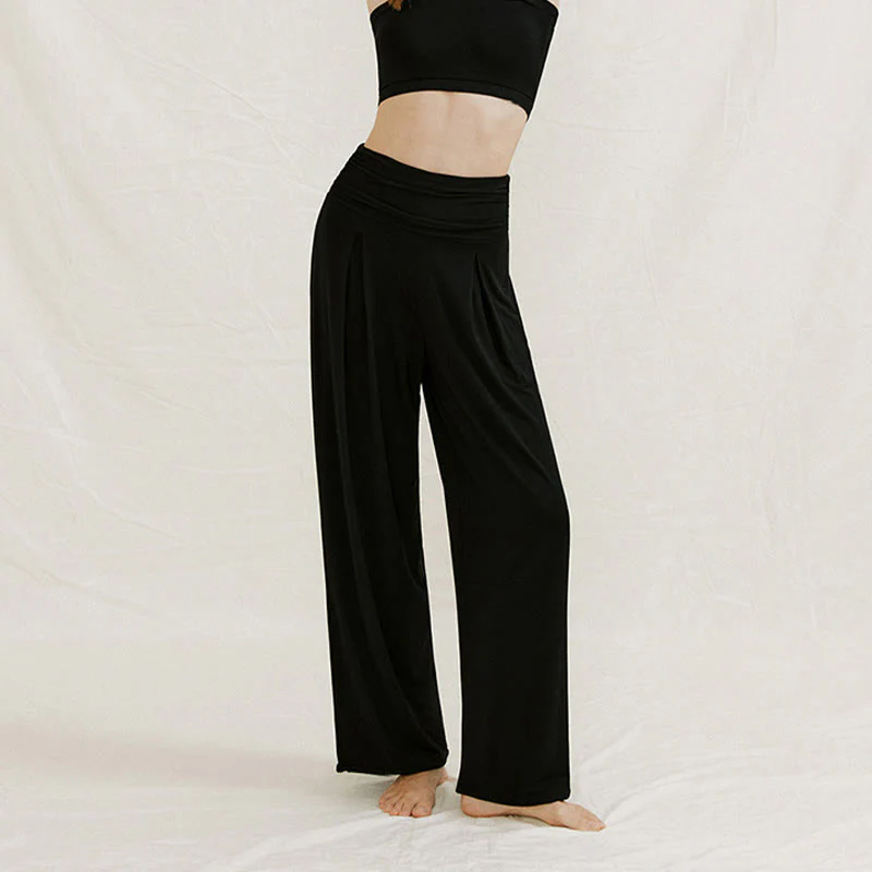 Pantaloni larghi da donna Leica, casual, tinta unita, a vita alta, modello Buddha Stones - Image 18