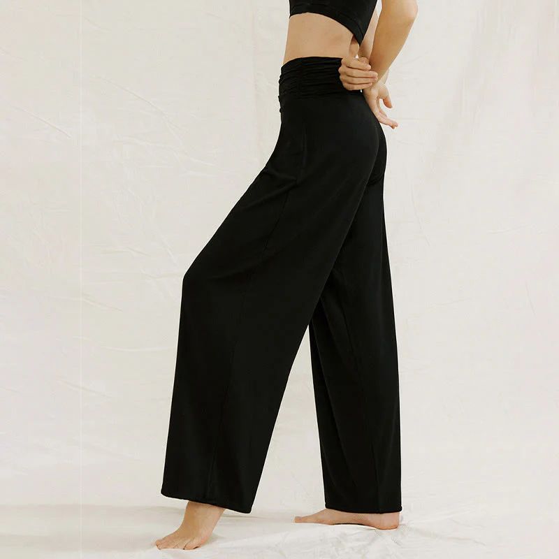 Pantaloni larghi da donna Leica, casual, tinta unita, a vita alta, modello Buddha Stones - Image 19
