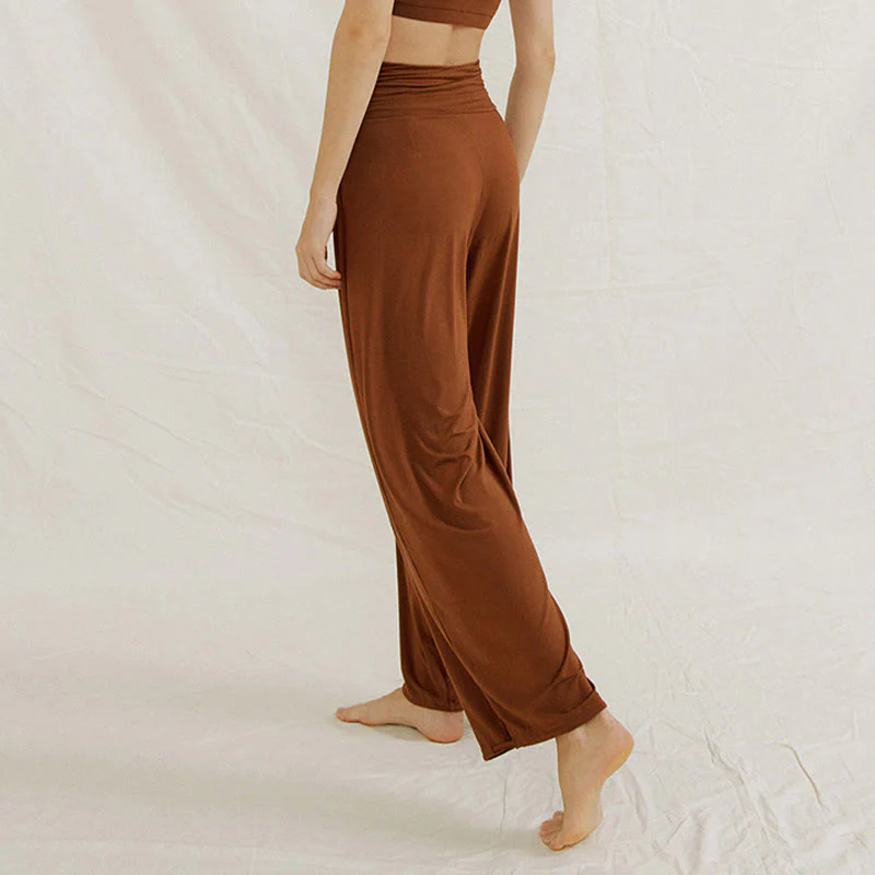 Pantaloni larghi da donna Leica, casual, tinta unita, a vita alta, modello Buddha Stones - Image 6