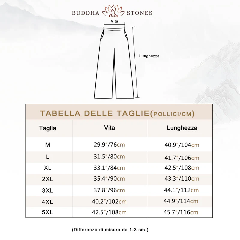Pantaloni larghi da uomo in cotone tinta unita Buddha Stones con tasche - Image 3