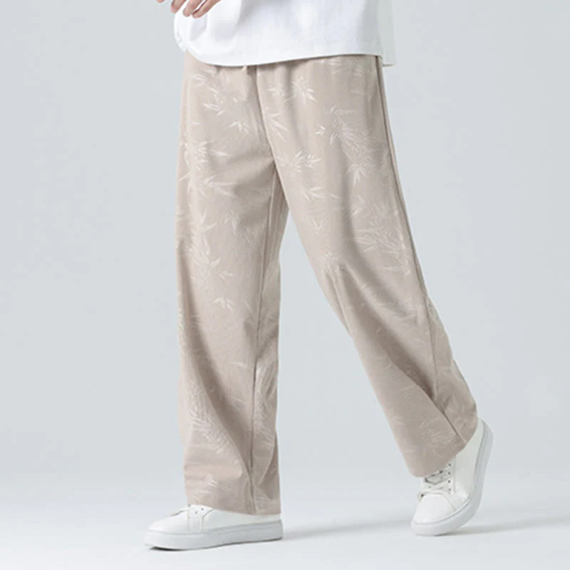 Pantaloni larghi da uomo in velluto a coste con motivo di bambù Buddha Stones e tasche - Image 4