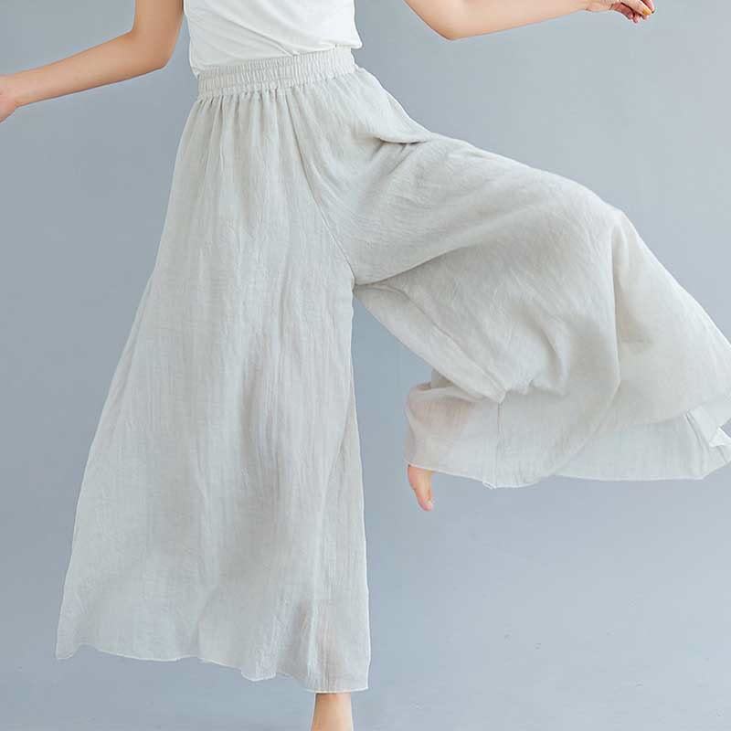 Pantaloni larghi in cotone e lino casual da donna Buddha Stones per yoga e danza