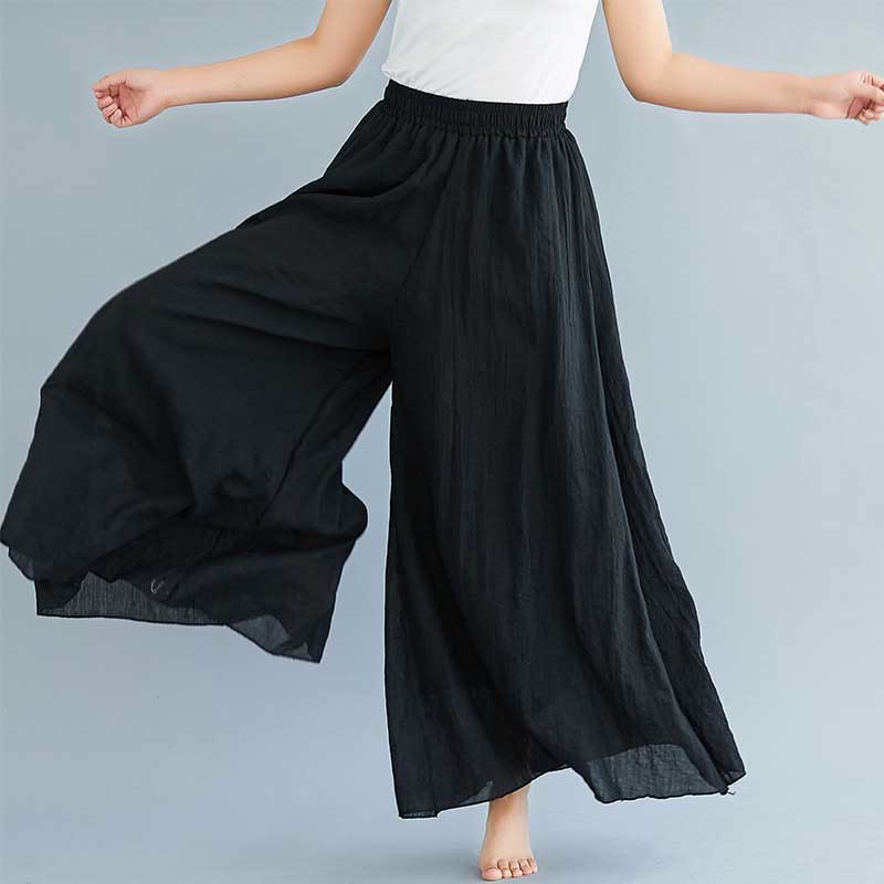Pantaloni larghi in cotone e lino casual da donna Buddha Stones per yoga e danza - Image 10