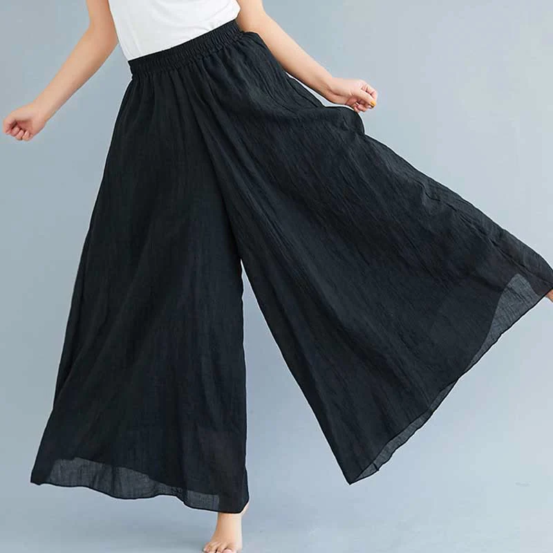 Pantaloni larghi in cotone e lino casual da donna Buddha Stones per yoga e danza - Image 11