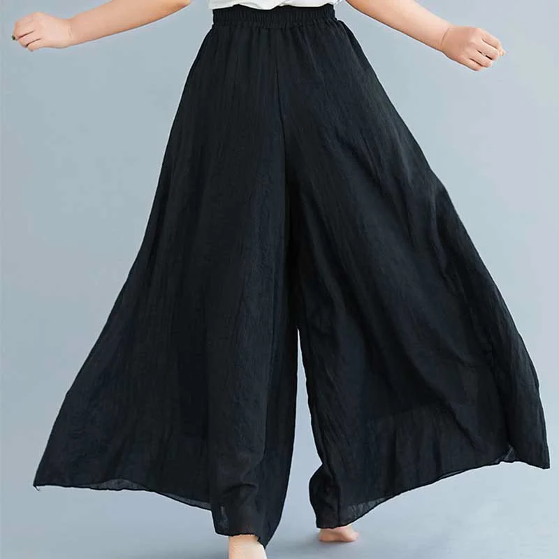 Pantaloni larghi in cotone e lino casual da donna Buddha Stones per yoga e danza - Image 12