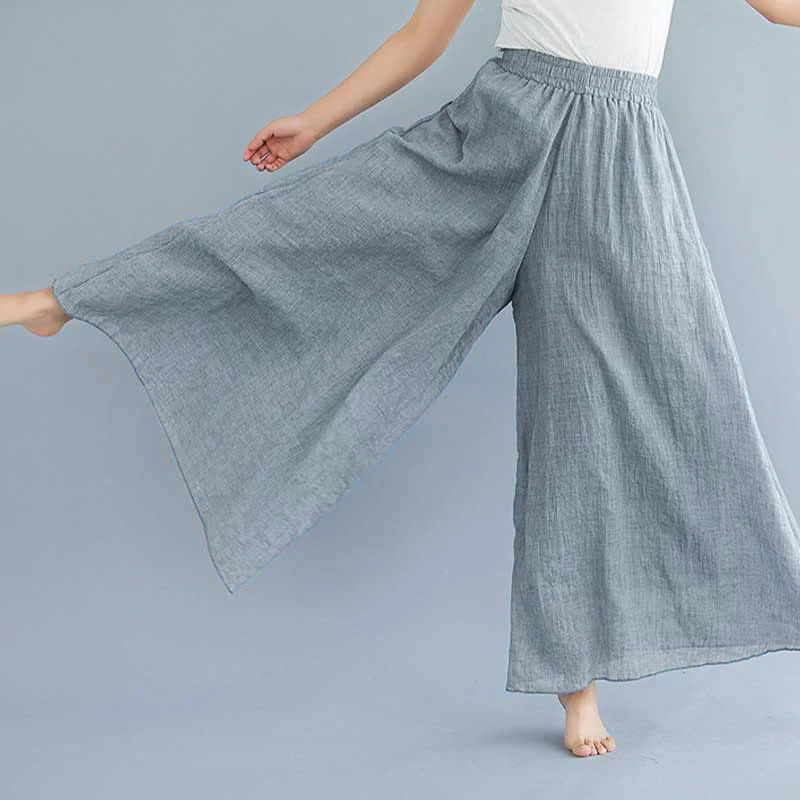 Pantaloni larghi in cotone e lino casual da donna Buddha Stones per yoga e danza - Image 15