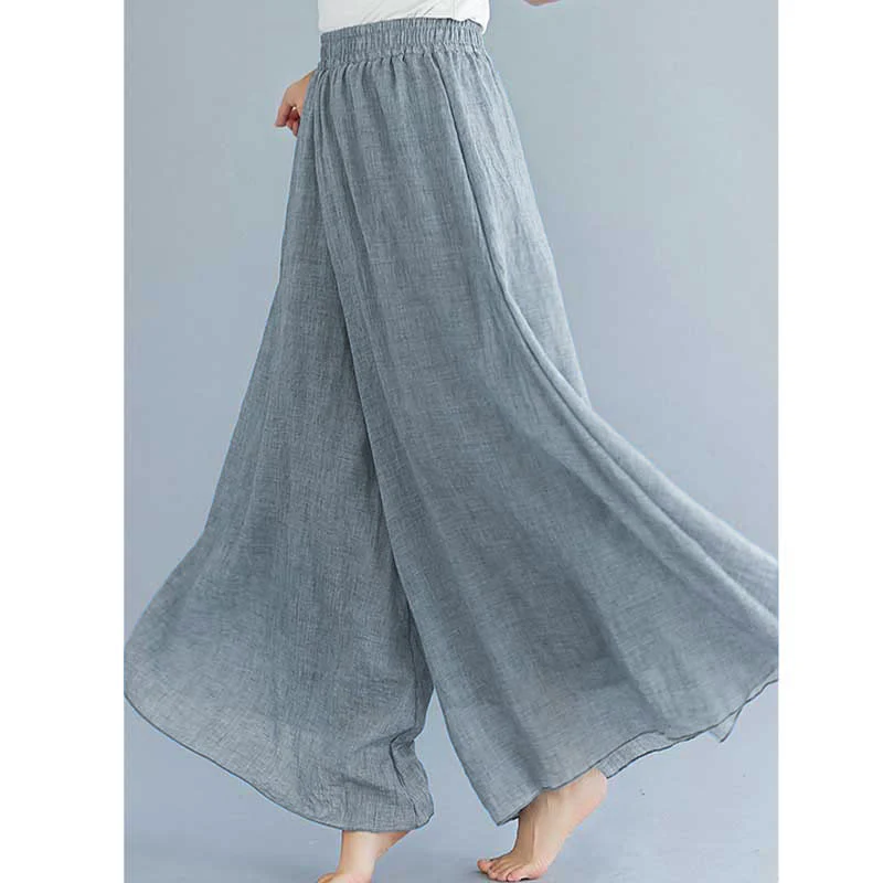 Pantaloni larghi in cotone e lino casual da donna Buddha Stones per yoga e danza - Image 16