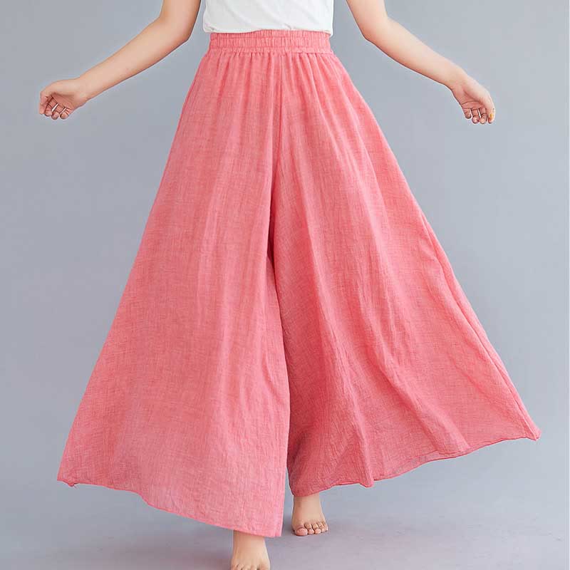 Pantaloni larghi in cotone e lino casual da donna Buddha Stones per yoga e danza - Image 18