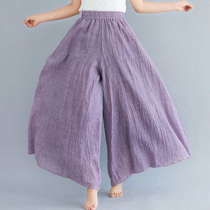 Pantaloni larghi in cotone e lino casual da donna Buddha Stones per yoga e danza - Image 22