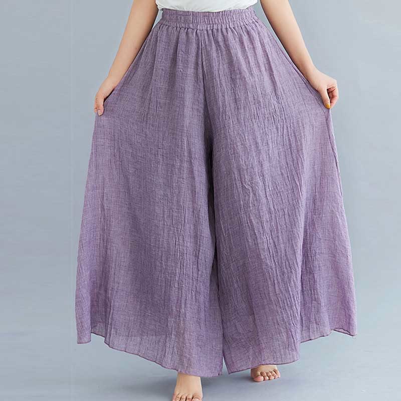 Pantaloni larghi in cotone e lino casual da donna Buddha Stones per yoga e danza - Image 23