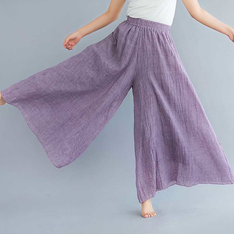 Pantaloni larghi in cotone e lino casual da donna Buddha Stones per yoga e danza - Image 24