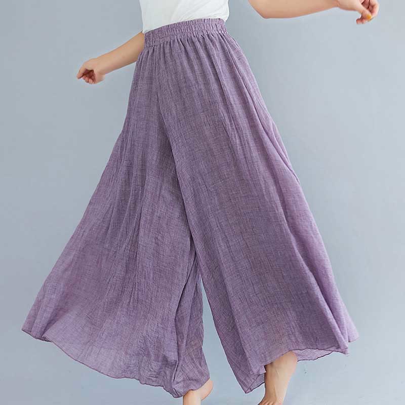 Pantaloni larghi in cotone e lino casual da donna Buddha Stones per yoga e danza - Image 25
