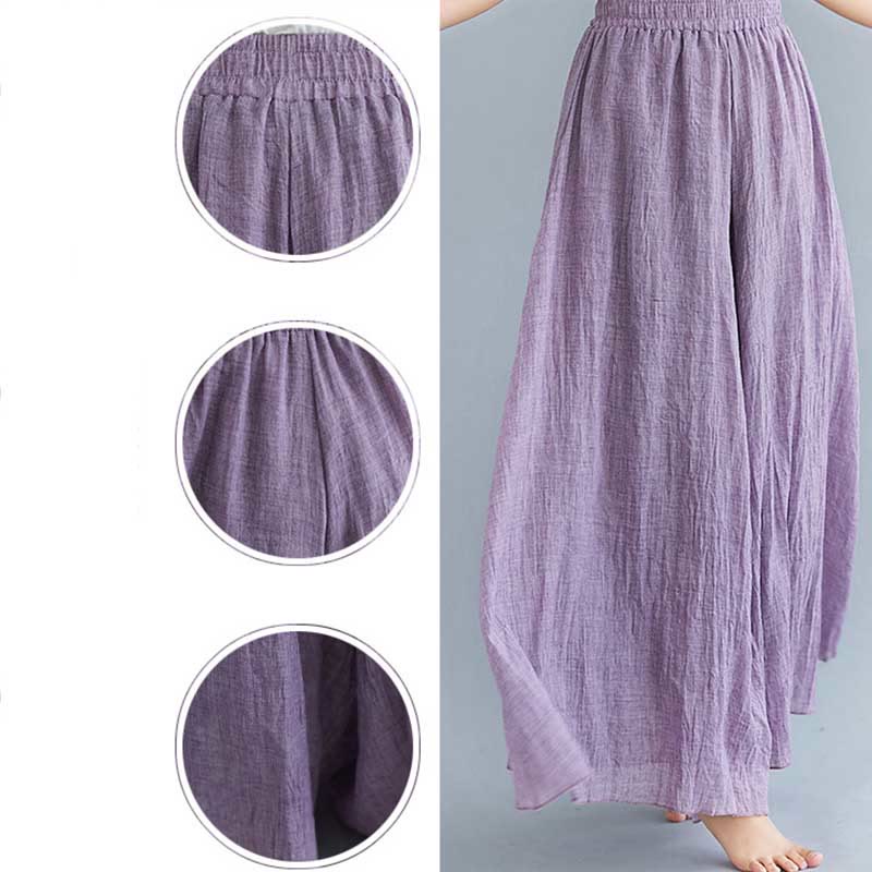 Pantaloni larghi in cotone e lino casual da donna Buddha Stones per yoga e danza - Image 29