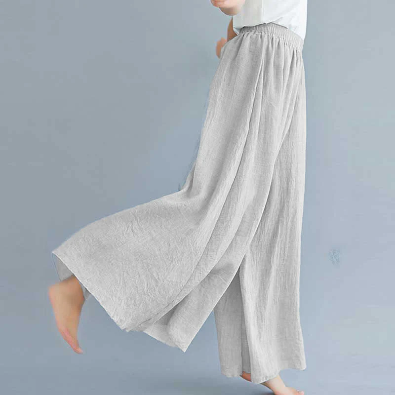 Pantaloni larghi in cotone e lino casual da donna Buddha Stones per yoga e danza - Image 32