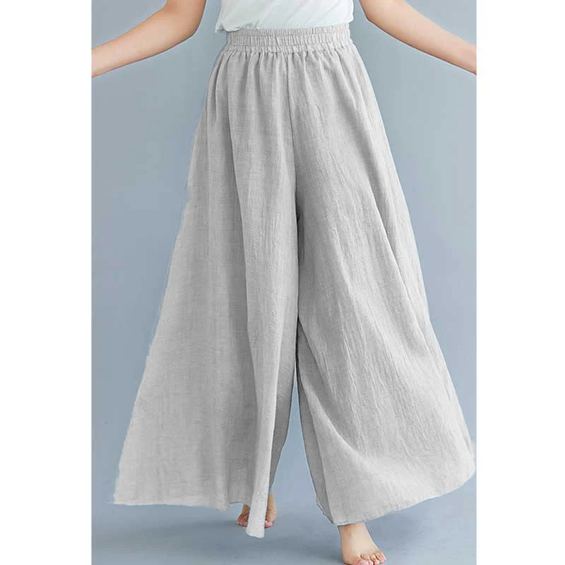 Pantaloni larghi in cotone e lino casual da donna Buddha Stones per yoga e danza - Image 33