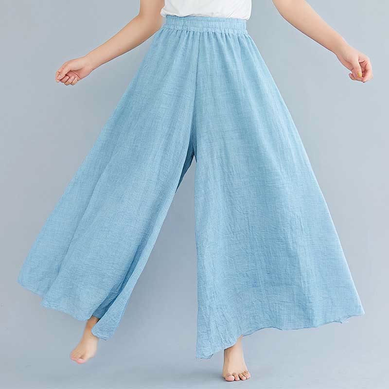 Pantaloni larghi in cotone e lino casual da donna Buddha Stones per yoga e danza - Image 36