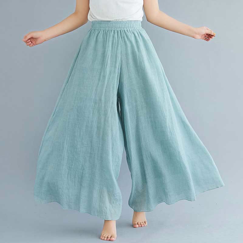 Pantaloni larghi in cotone e lino casual da donna Buddha Stones per yoga e danza - Image 38