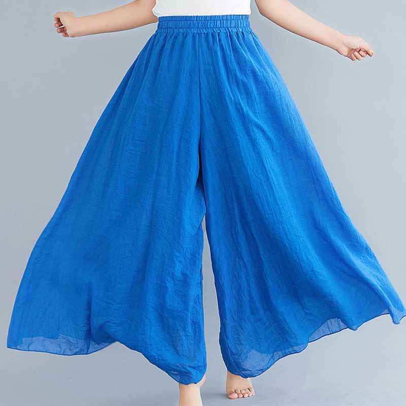 Pantaloni larghi in cotone e lino casual da donna Buddha Stones per yoga e danza - Image 40