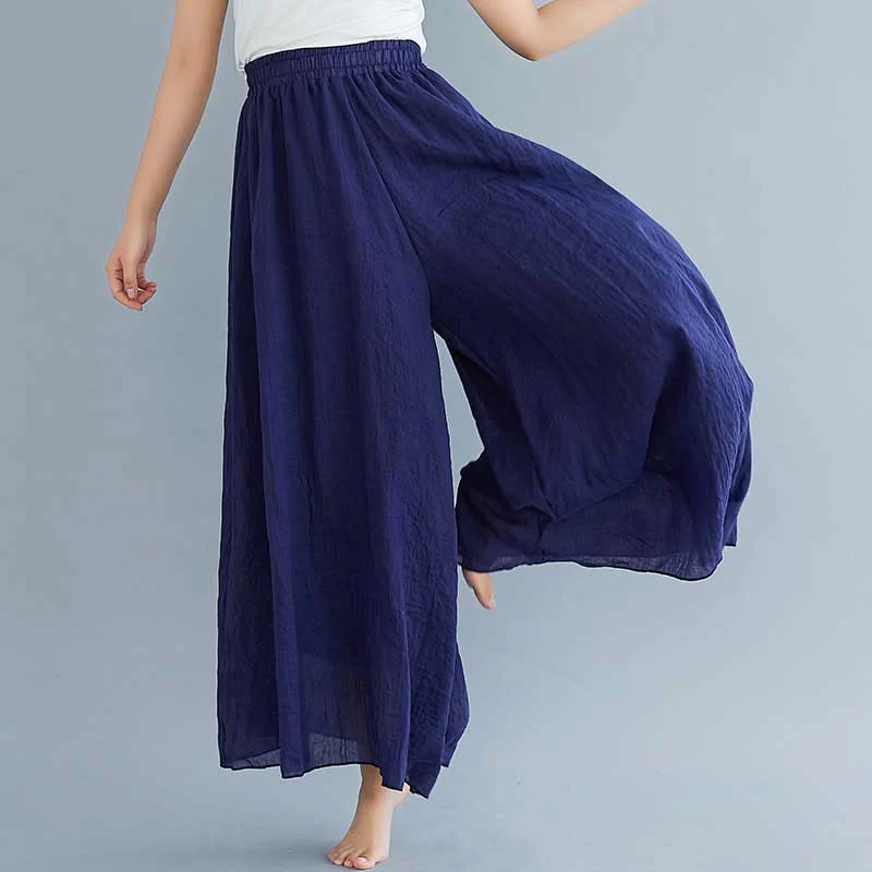 Pantaloni larghi in cotone e lino casual da donna Buddha Stones per yoga e danza - Image 42