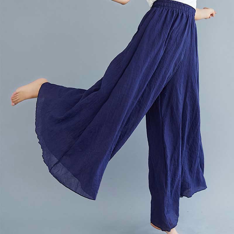 Pantaloni larghi in cotone e lino casual da donna Buddha Stones per yoga e danza - Image 45