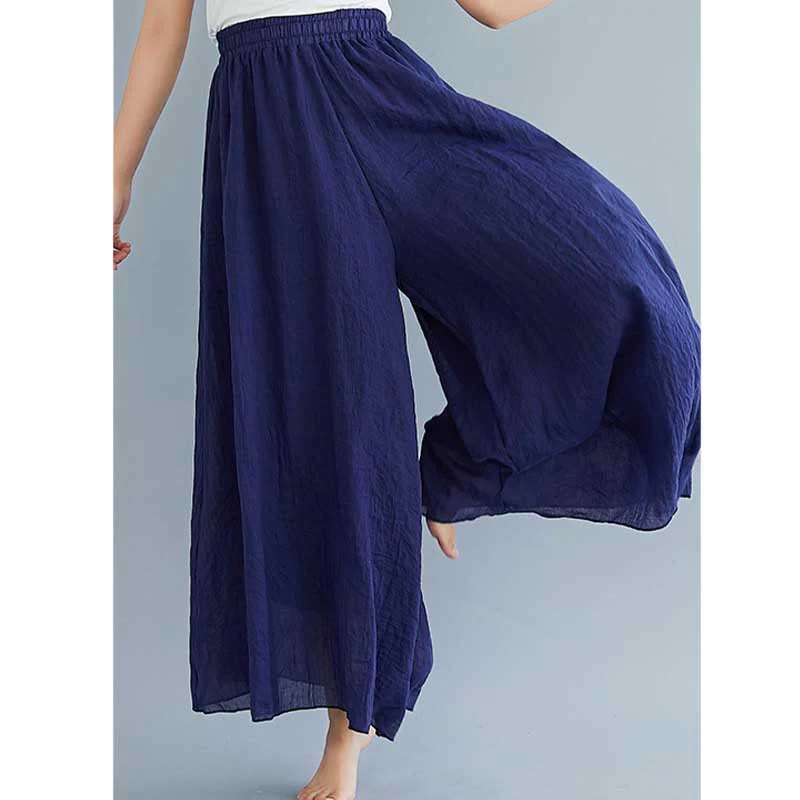Pantaloni larghi in cotone e lino casual da donna Buddha Stones per yoga e danza - Image 46