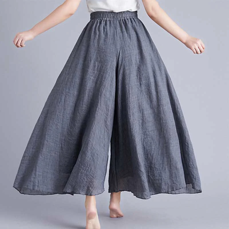 Pantaloni larghi in cotone e lino casual da donna Buddha Stones per yoga e danza - Image 47
