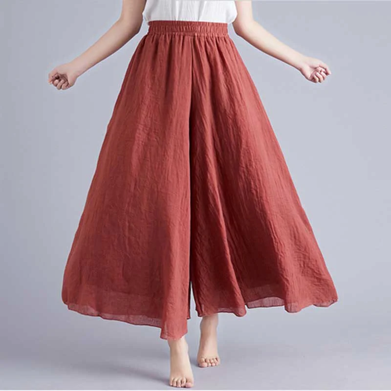 Pantaloni larghi in cotone e lino casual da donna Buddha Stones per yoga e danza - Image 50
