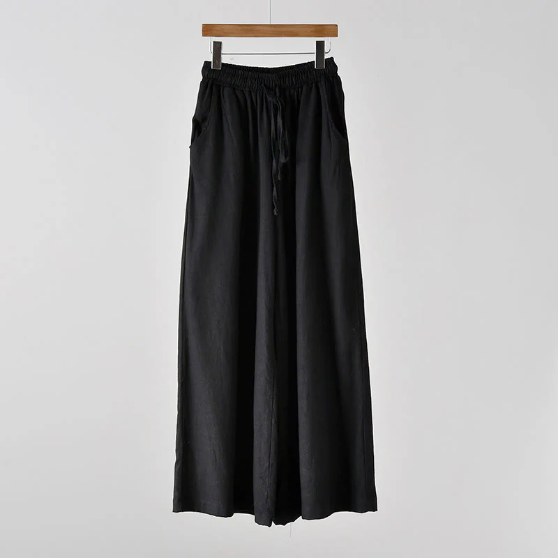 Pantaloni larghi in cotone e lino con coulisse e tasche Buddha Stones - Image 16