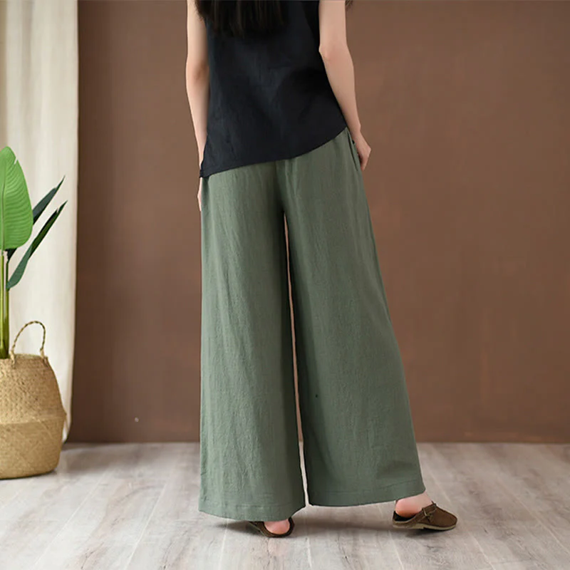 Pantaloni larghi in cotone e lino con coulisse e tasche Buddha Stones - Image 18