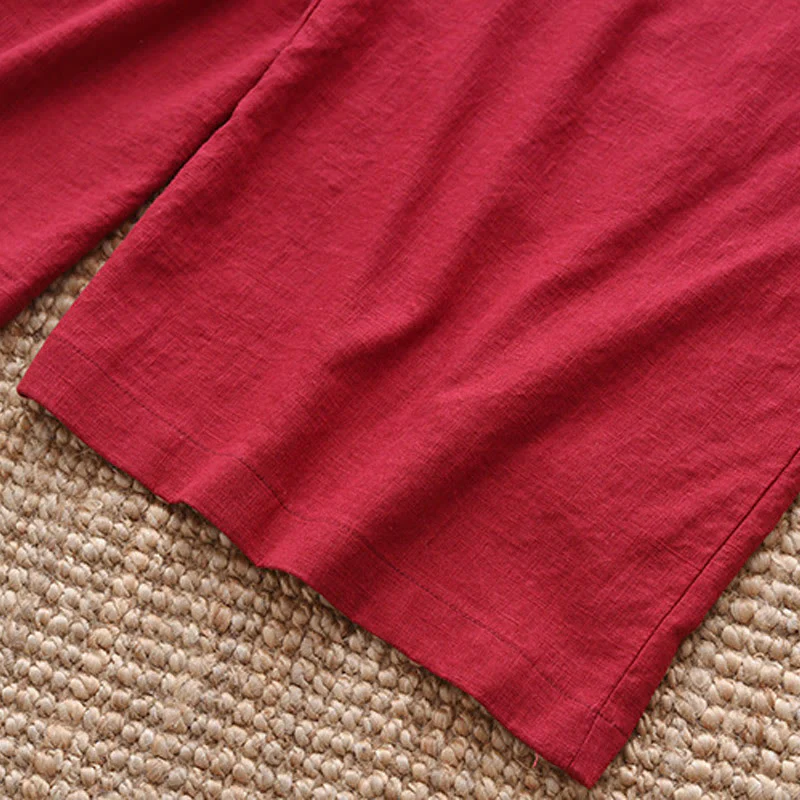Pantaloni larghi in cotone e lino con coulisse e tasche Buddha Stones - Image 26