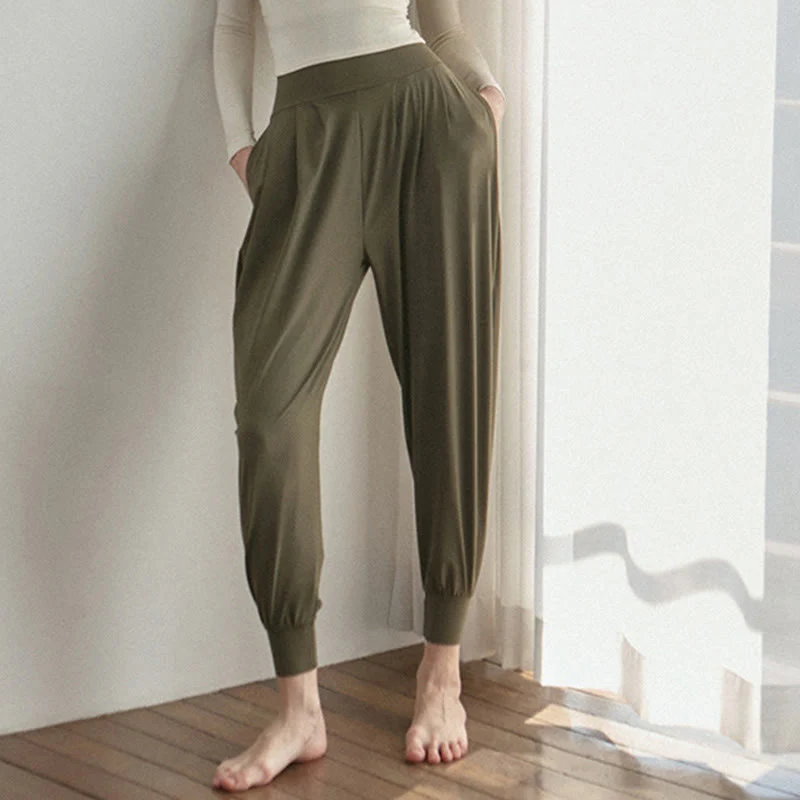 Pantaloni Leica da donna Buddha Stones Casual Plain a vita alta e asciugatura rapida con tasche - Image 3