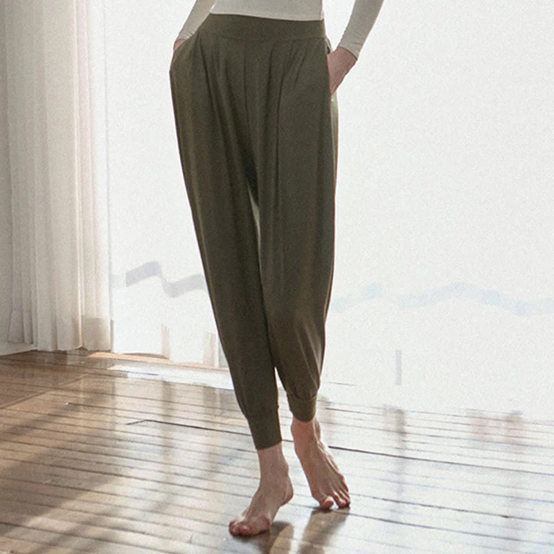 Pantaloni Leica da donna Buddha Stones Casual Plain a vita alta e asciugatura rapida con tasche - Image 6