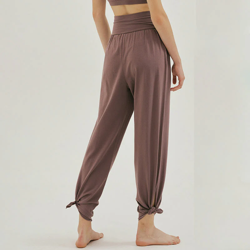 Pantaloni Leica da donna con tasche, casual, larghi, con orlo annodato, semplici, a vita alta, Buddha Stones - Image 30
