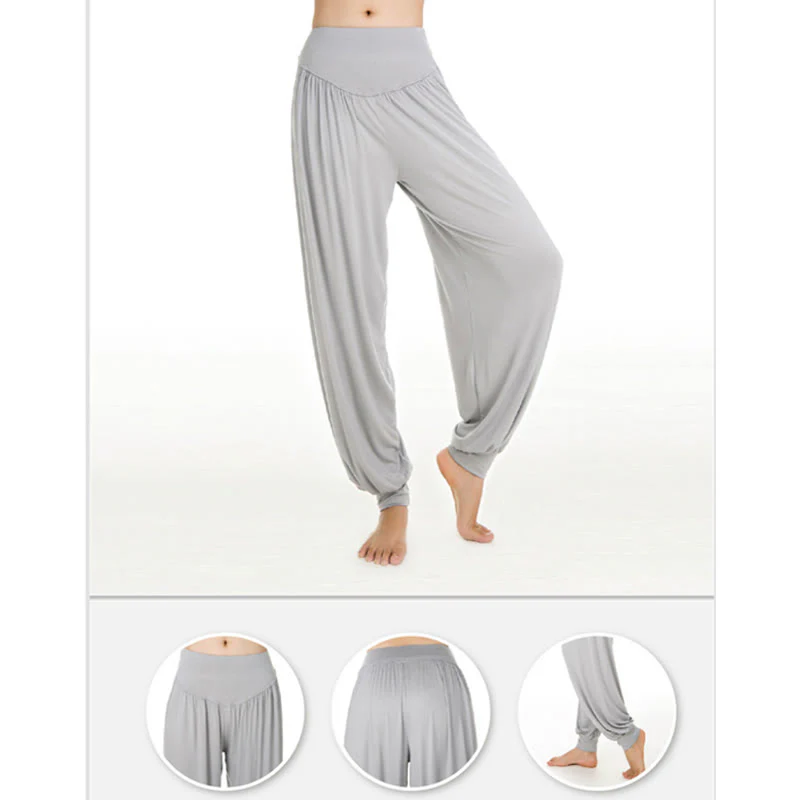 Pantaloni lunghi harem da yoga e danza in tinta unita Buddha Stones - Image 12