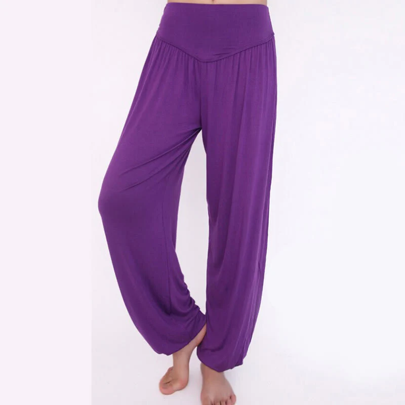 Pantaloni lunghi harem da yoga e danza in tinta unita Buddha Stones - Image 3