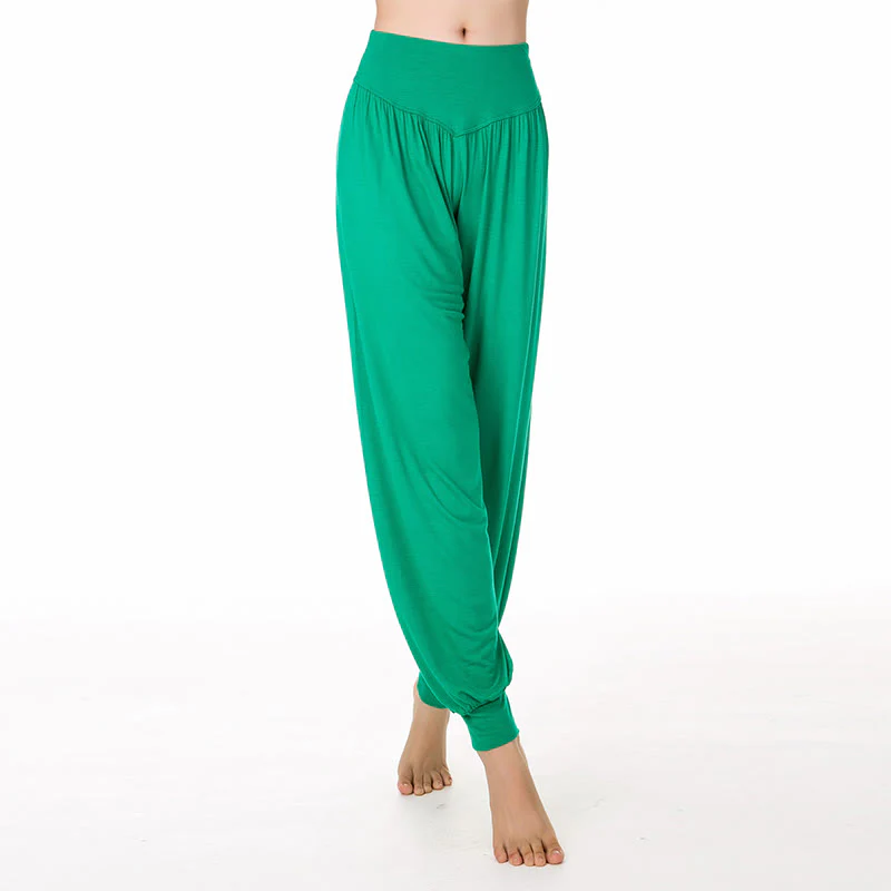 Pantaloni lunghi harem da yoga e danza in tinta unita Buddha Stones - Image 32