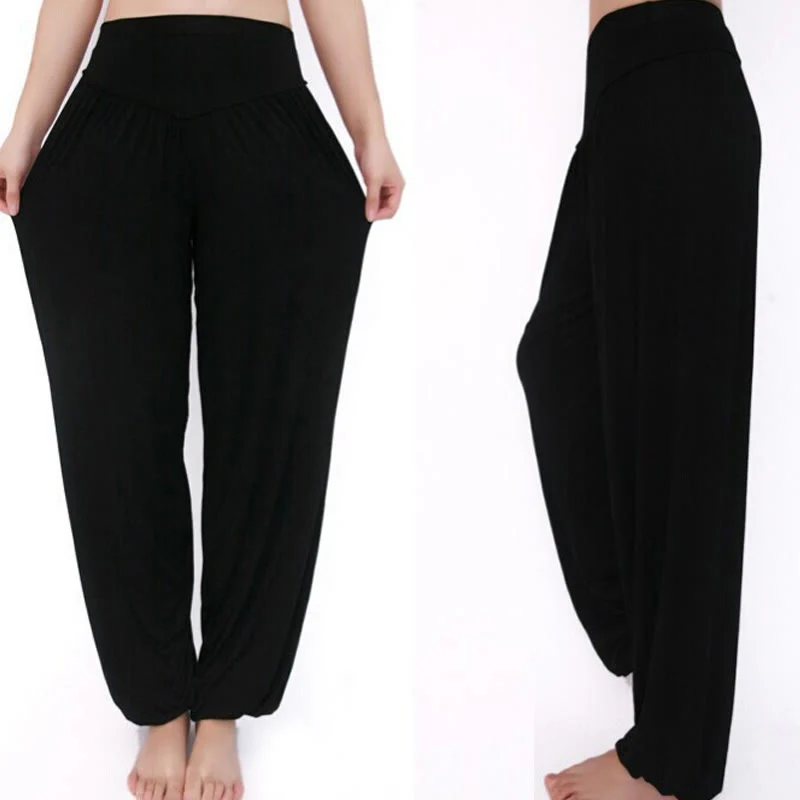 Pantaloni lunghi harem da yoga e danza in tinta unita Buddha Stones - Image 34
