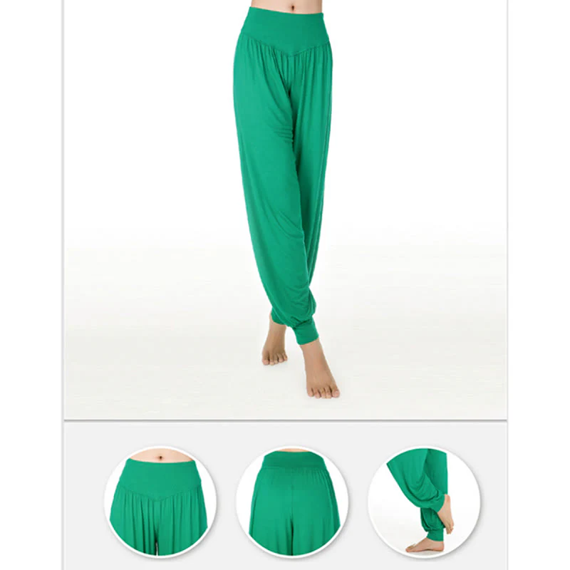 Pantaloni lunghi harem da yoga e danza in tinta unita Buddha Stones - Image 35