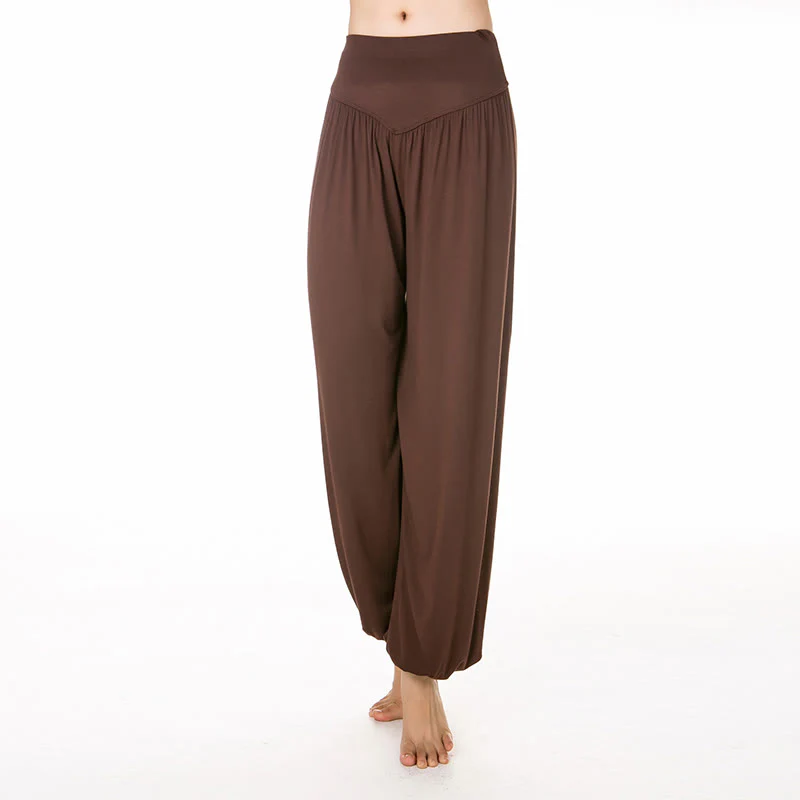 Pantaloni lunghi harem da yoga e danza in tinta unita Buddha Stones - Image 36