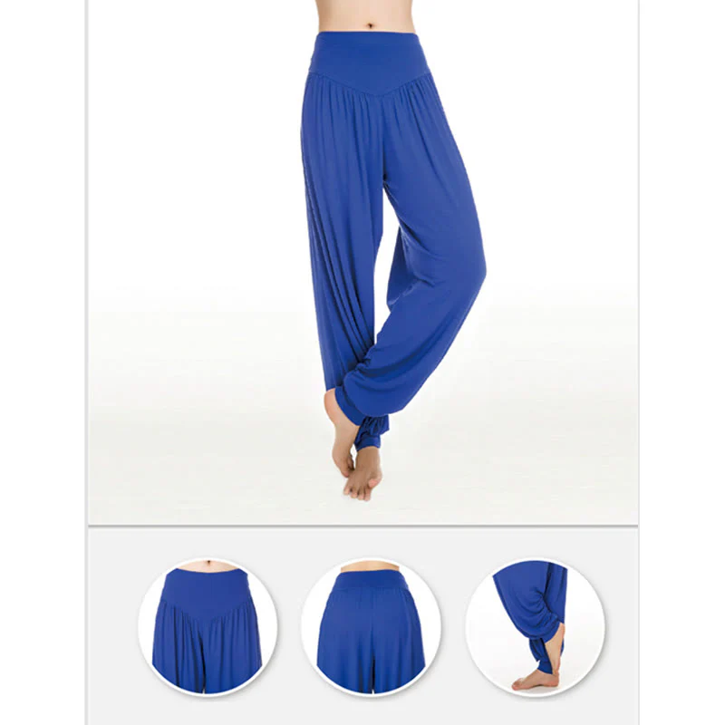 Pantaloni lunghi harem da yoga e danza in tinta unita Buddha Stones - Image 41