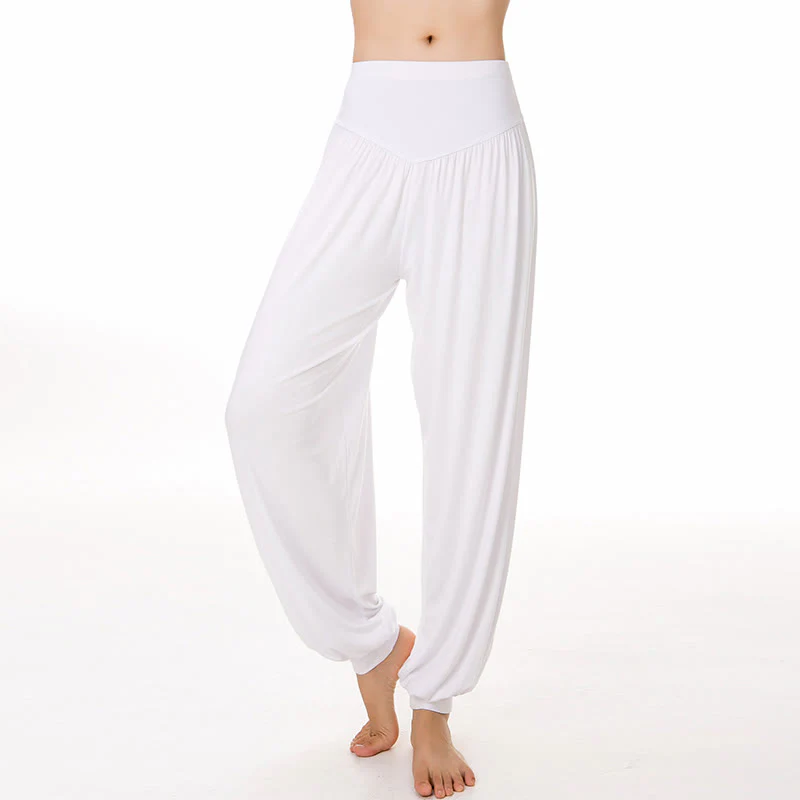 Pantaloni lunghi harem da yoga e danza in tinta unita Buddha Stones - Image 46