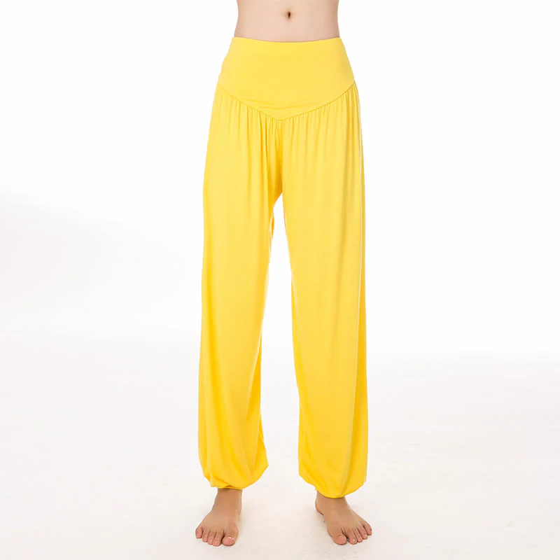 Pantaloni lunghi harem da yoga e danza in tinta unita Buddha Stones - Image 48