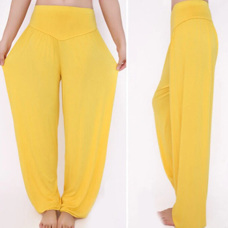 Pantaloni lunghi harem da yoga e danza in tinta unita Buddha Stones - Image 50