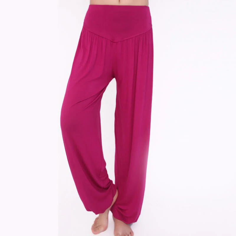 Pantaloni lunghi harem da yoga e danza in tinta unita Buddha Stones - Image 53